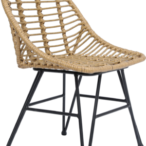 Spisebordsstol Nordlys Furniture Saigon naturflettet rattan med sorte stålben H80ÃB50ÃD46 cm